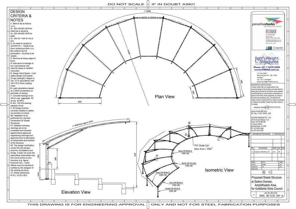 Proposed Shade Structure Drawing - Paradise Shades